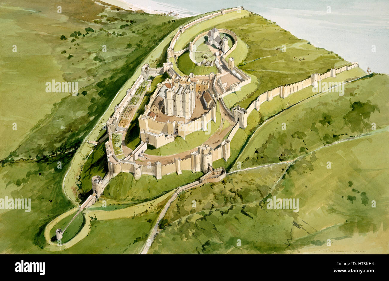 Dover Castle, c1300, (c1990-2010). Artist: Terry Ball. Stock Photo