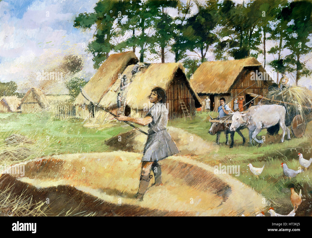 Roman farming, c3rd century, (1990-2010).  Artist: Ivan Lapper. Stock Photo