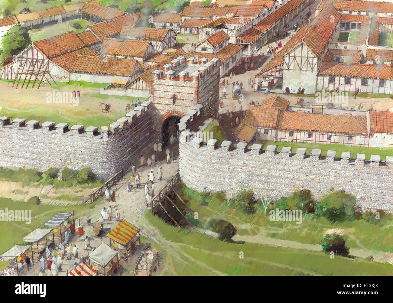 Silchester Roman City Walls, 3rd century, (1990-2010).  Artist: Ivan Lapper. Stock Photo