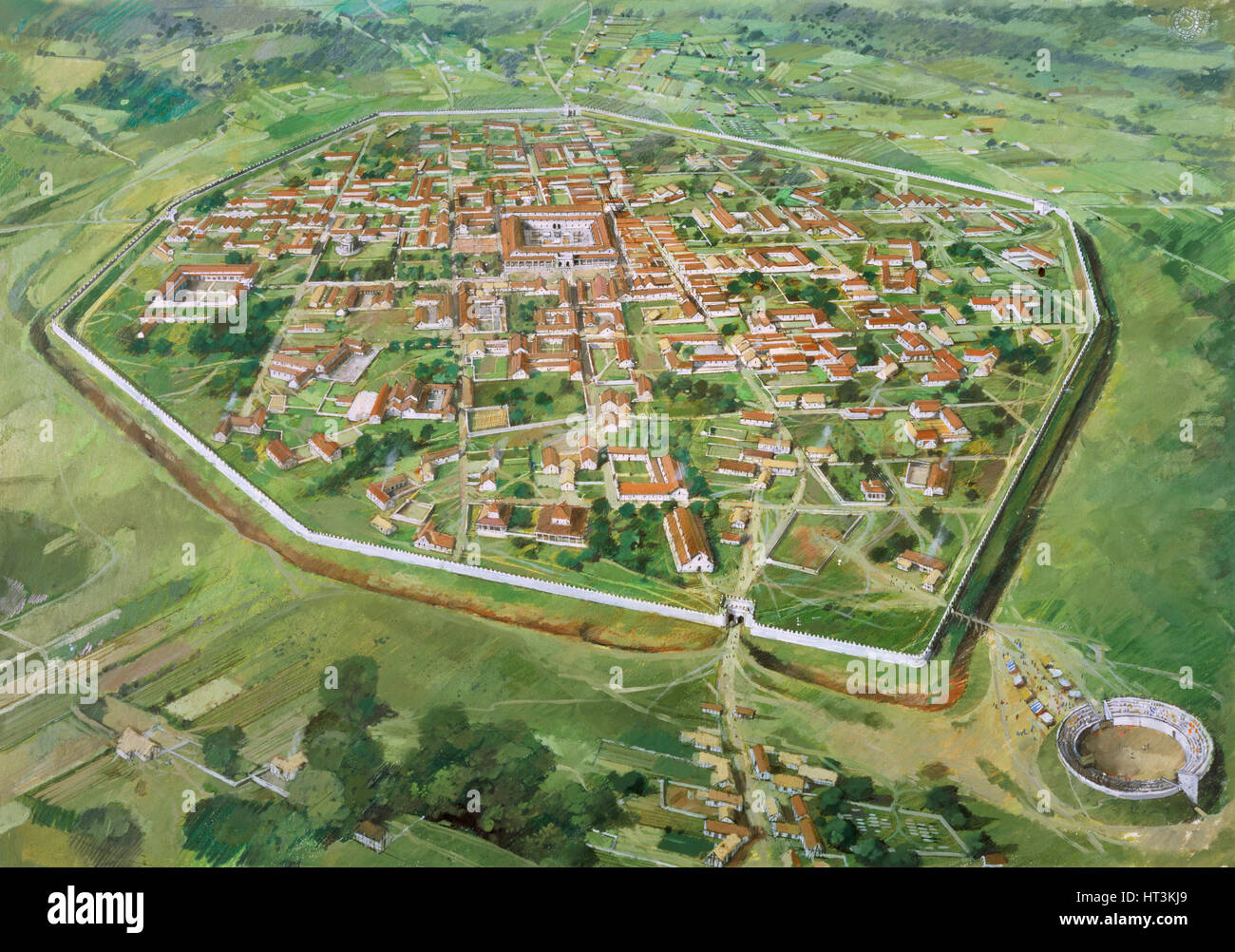 Silchester Roman City Walls, c3rd century, (1990-2010).  Artist: Ivan Lapper. Stock Photo
