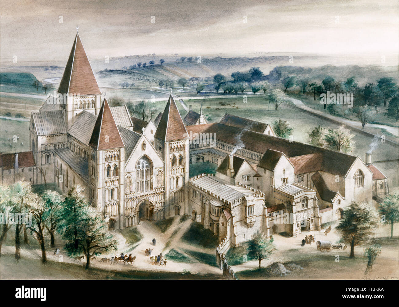 Castle Acre Priory, 1537, (c1990-2010). Artist: Ivan Lapper. Stock Photo