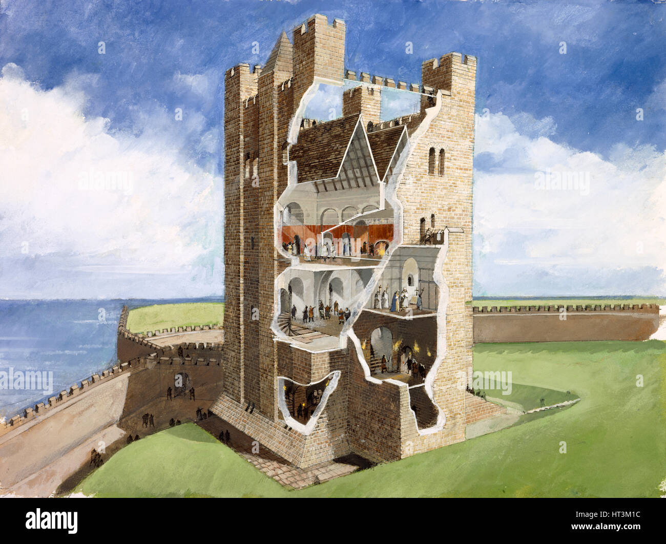 Scarborough Castle, 14th century, (1990-2010). Artist: Ivan Lapper. Stock Photo