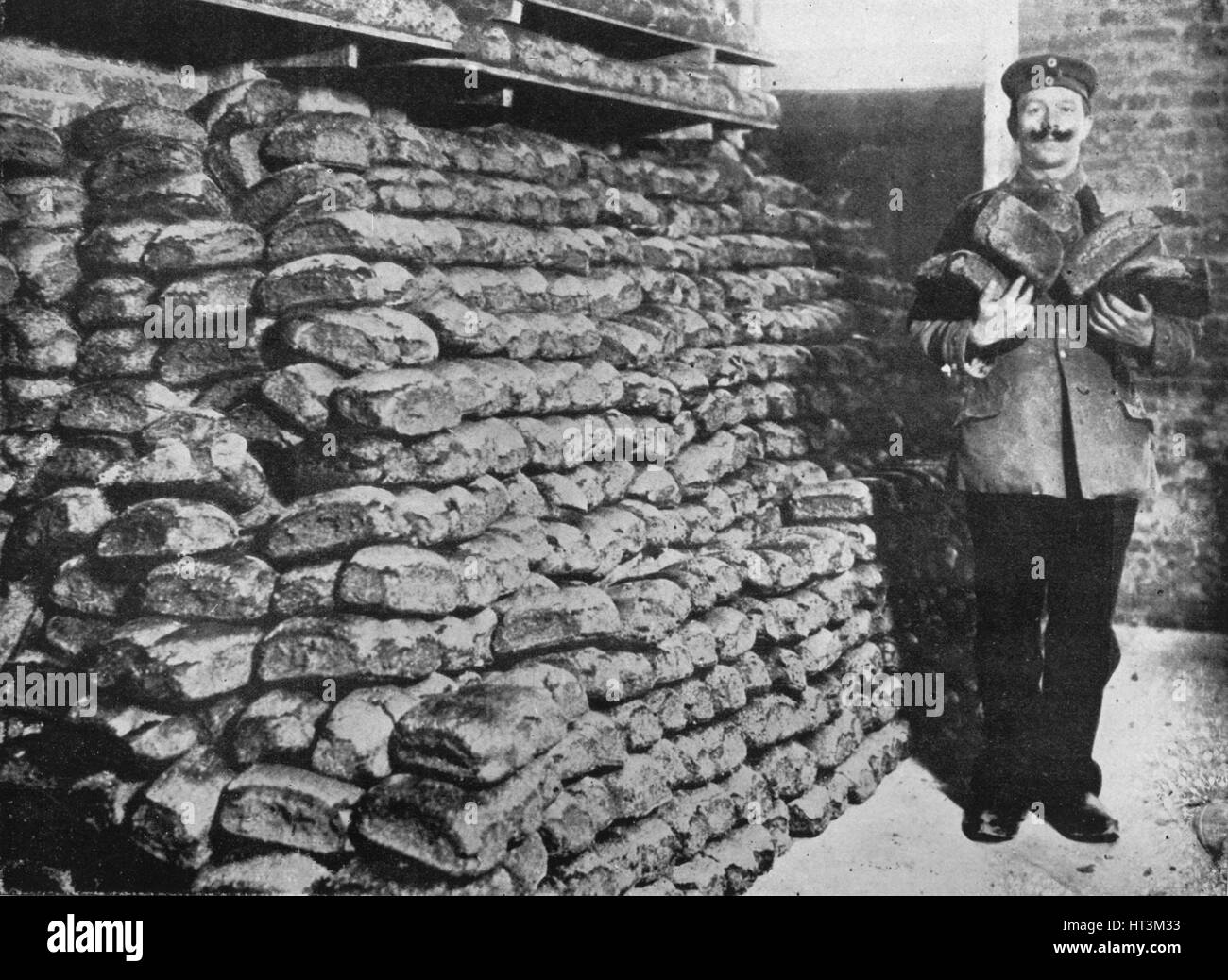 'A store of war bread for the German troops', 1915. Artist: Unknown. Stock Photo