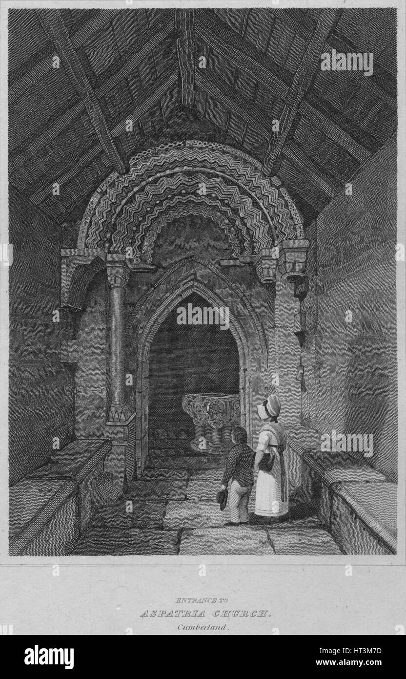 'Entrance to Aspatria Church, Cumberland', 1814. Artist John Greig Stock Photo Alamy