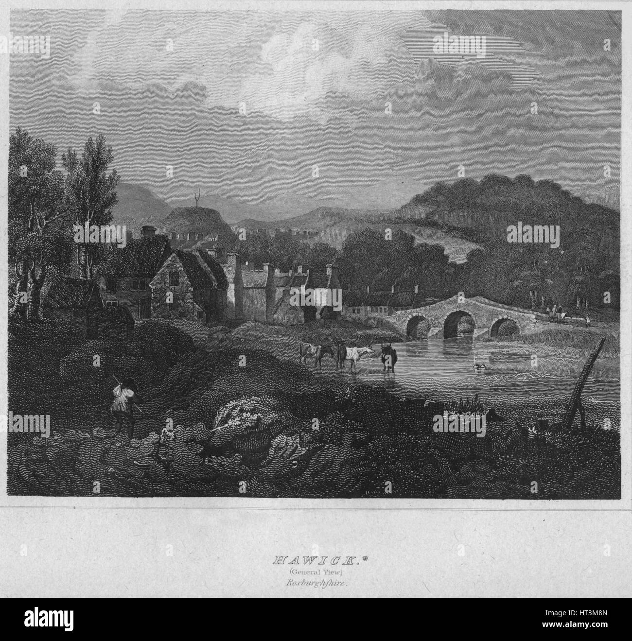 'Hawick. (General View.) Roxburghshire', 1814. Artist John Greig Stock Photo Alamy