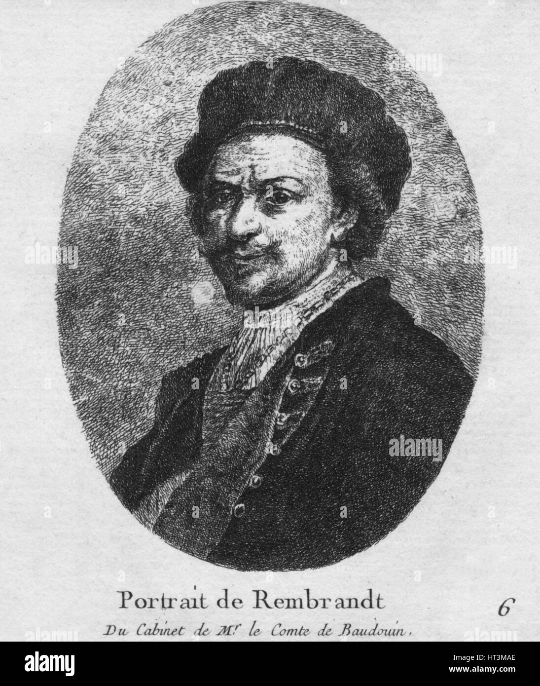 'Portrait de Rembrandt  - Du Cabinet de Mr. le Comte de Baudouin', c1770. Artist: Christian Gottfried Schulze. Stock Photo