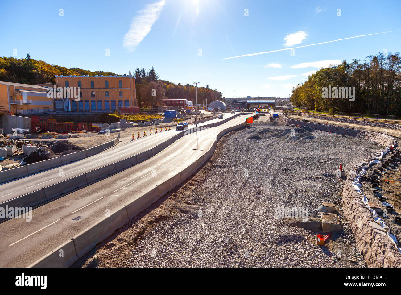 Image of a road construction site in Stavanger, Norway. Stock Photo