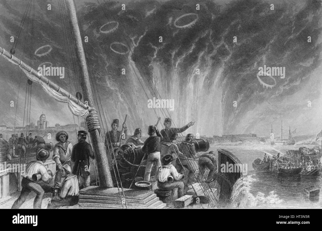 'Bombardment of Sweaborg', 1859. Artist: John Watkins. Stock Photo