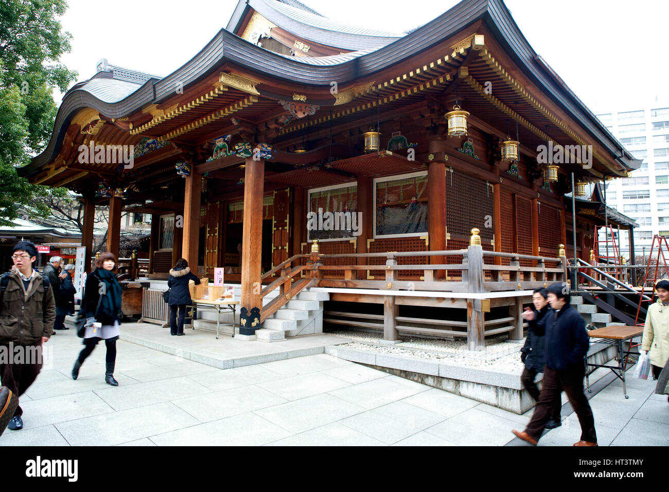 Yushima Tenmangu Shinto shrine, located in the Bunkyo neighborhood of Tokyo, Japan. It is a favorite site for students praying for success in exams. Stock Photo