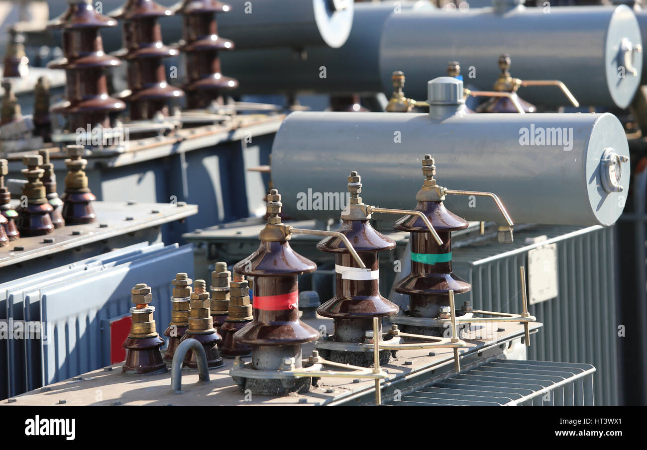 large deposit of old voltage transformers used in substations high