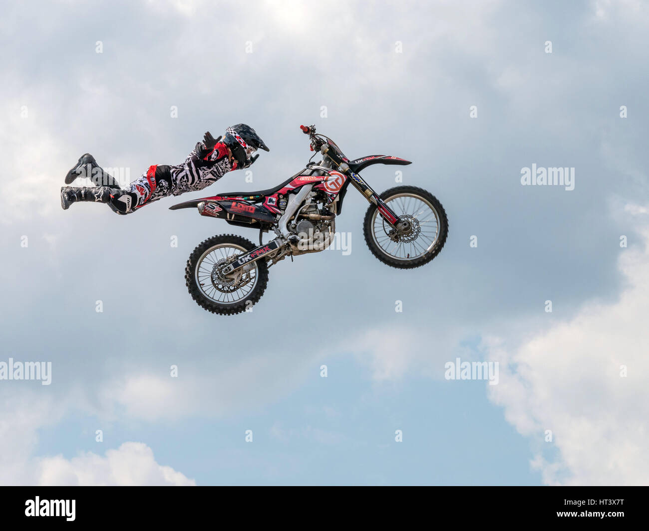 Freestyle Moto-Cross stunt motorcycling 2013 Artist: Unknown. Stock Photo