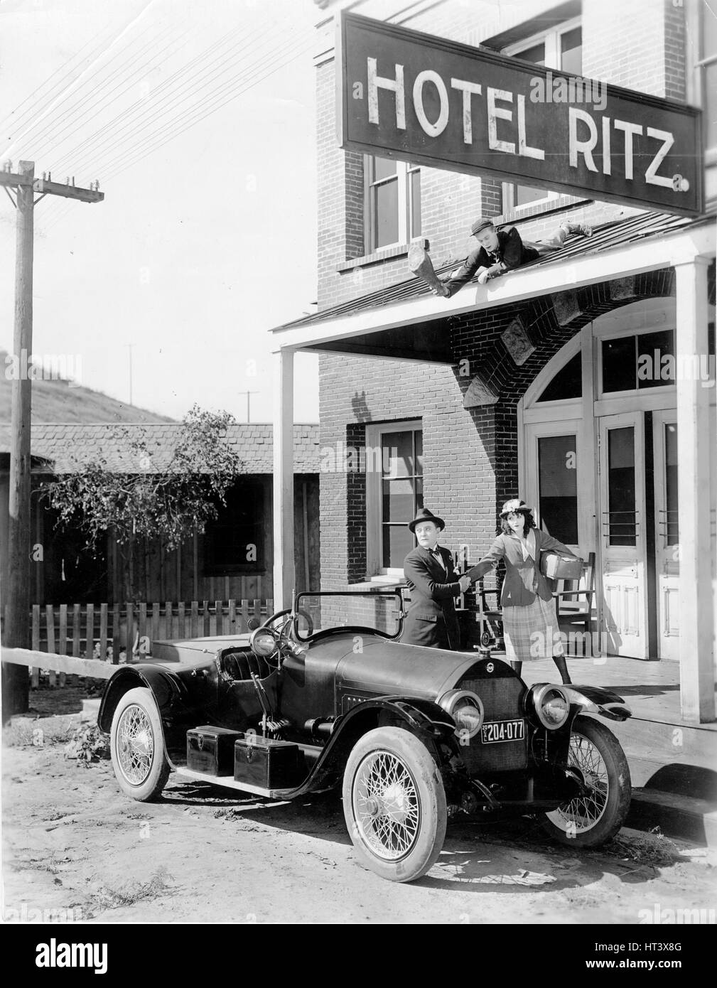 1918 Stutz Bearcat on movie set Artist: Unknown. Stock Photo