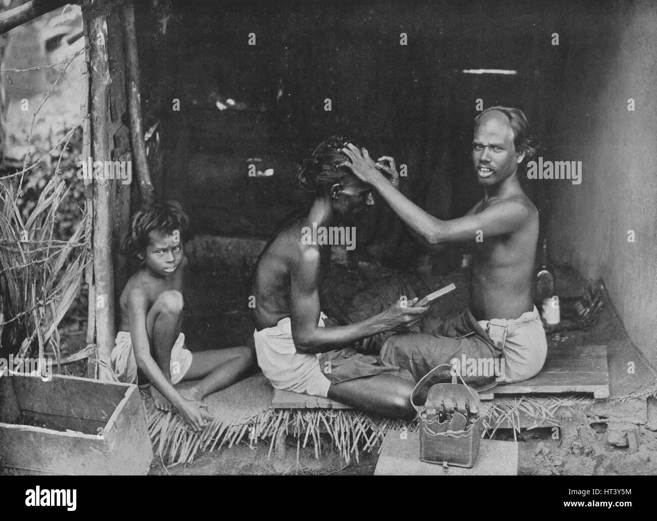 'A Ceylon Shave', c1890, (1910). Artist: Alfred William Amandus Plate. Stock Photo