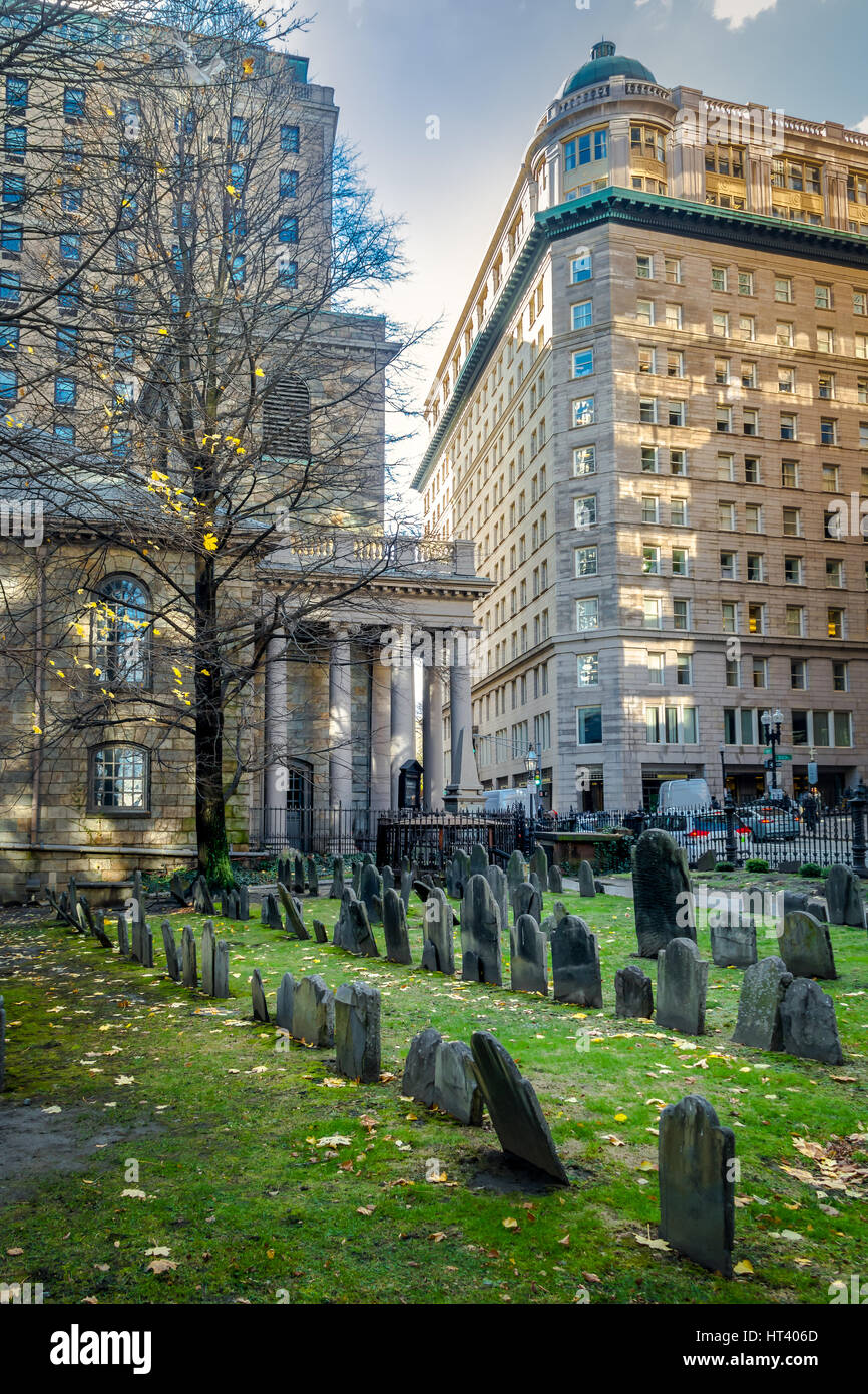 King's Chapel Burying Ground cemetery - Boston, Massachusetts, USA Stock Photo