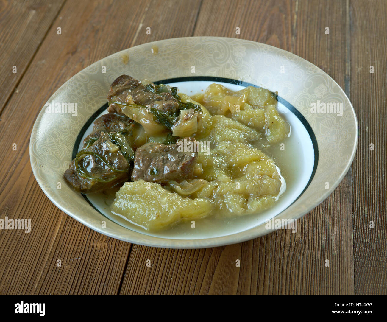 Matoke -  Cooking Bananas or Plantains . Kenyan Recipes. Stock Photo