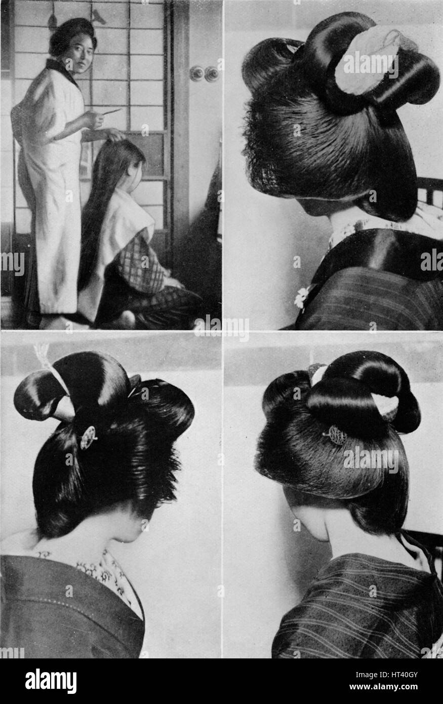 Traditional Japanese Hairstyle Black And White Stock Photos