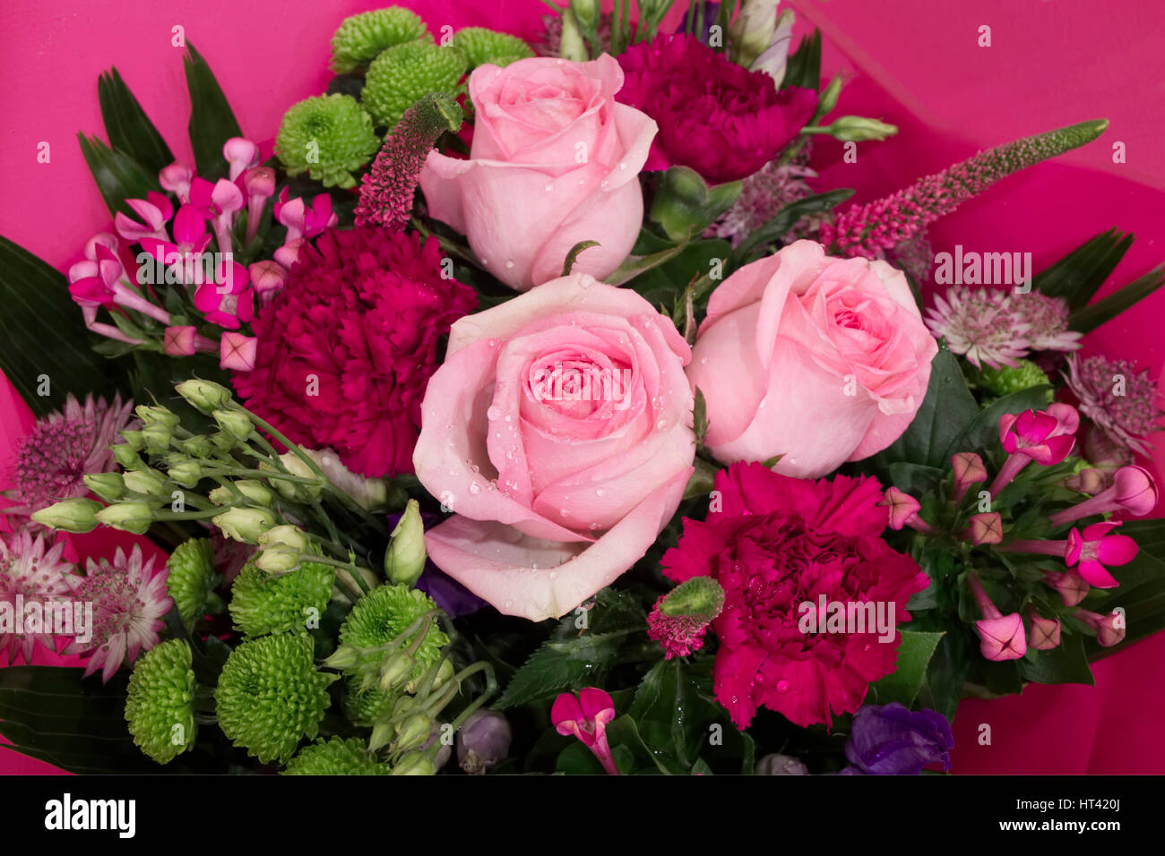 Flowers bouquet pink red Stock Photo