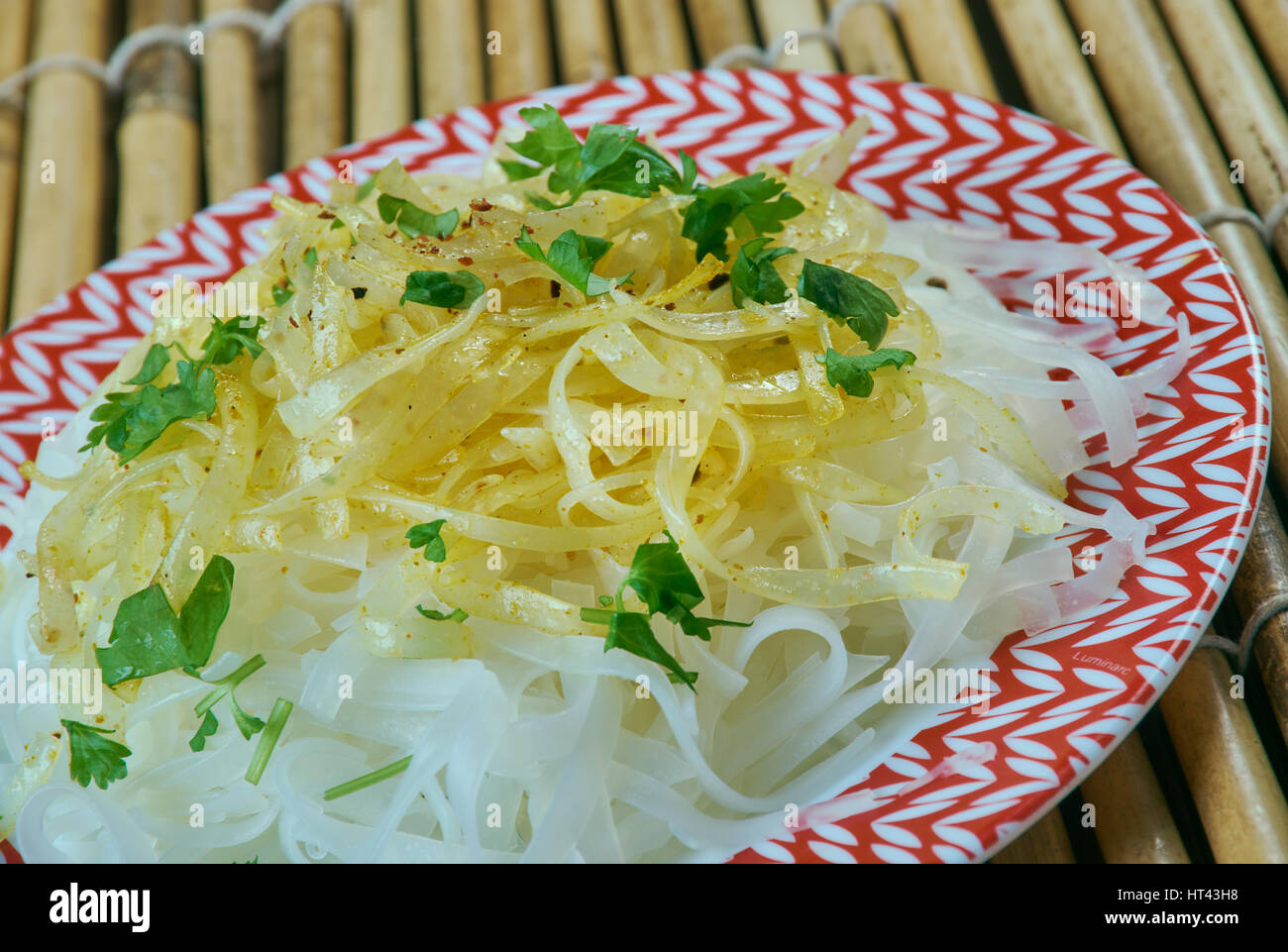 Mont di Burmese cuisine dishes made with thin rice noodles Stock