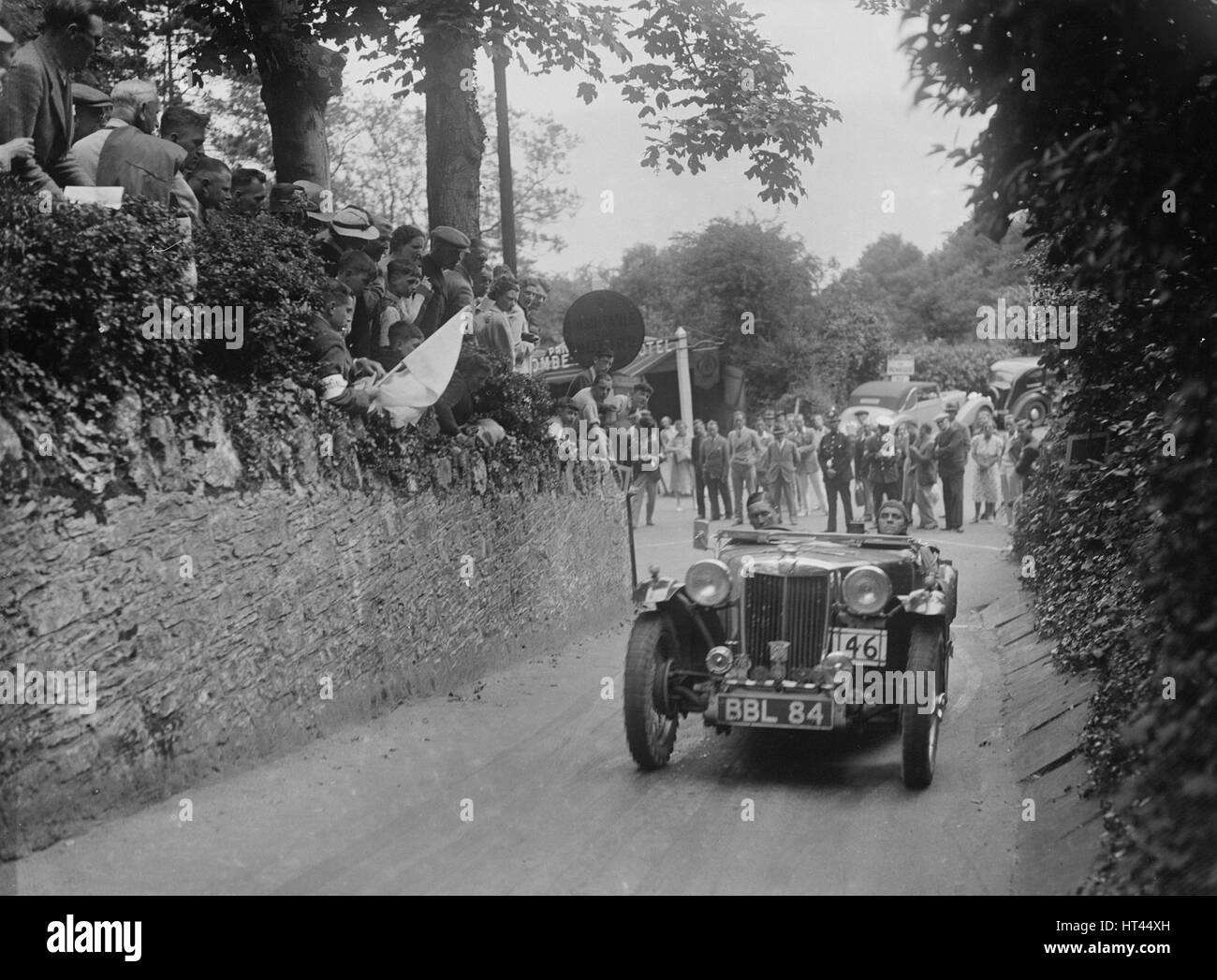 MG TA of Archie Langley of the Three Musketeers team, MCC Torquay Rally, Torbay, Devon, 1938. Artist: Bill Brunell. Stock Photo