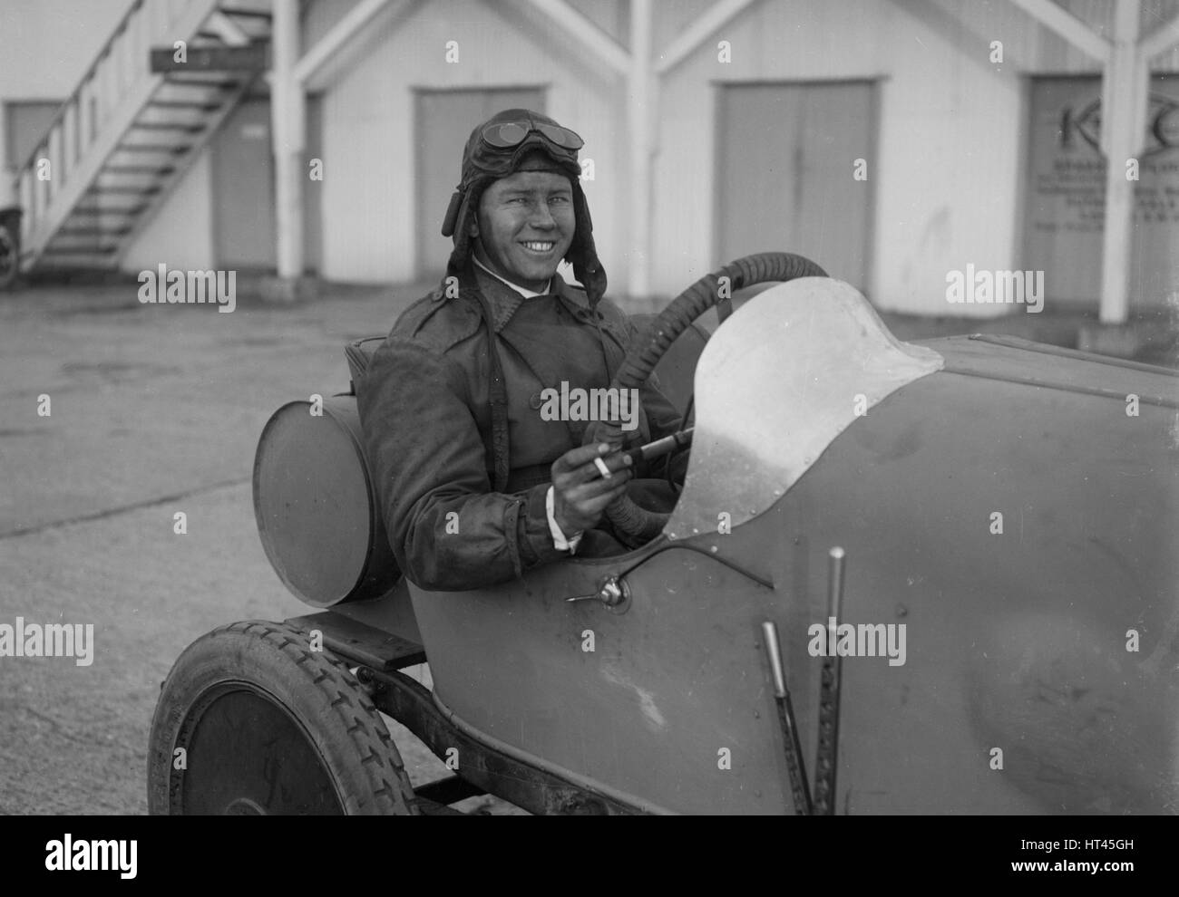 HJC Smith in his Eric-Campbell at the JCC 200 Mile Race, Brooklands, Surrey, 1921. Artist: Bill Brunell. Stock Photo