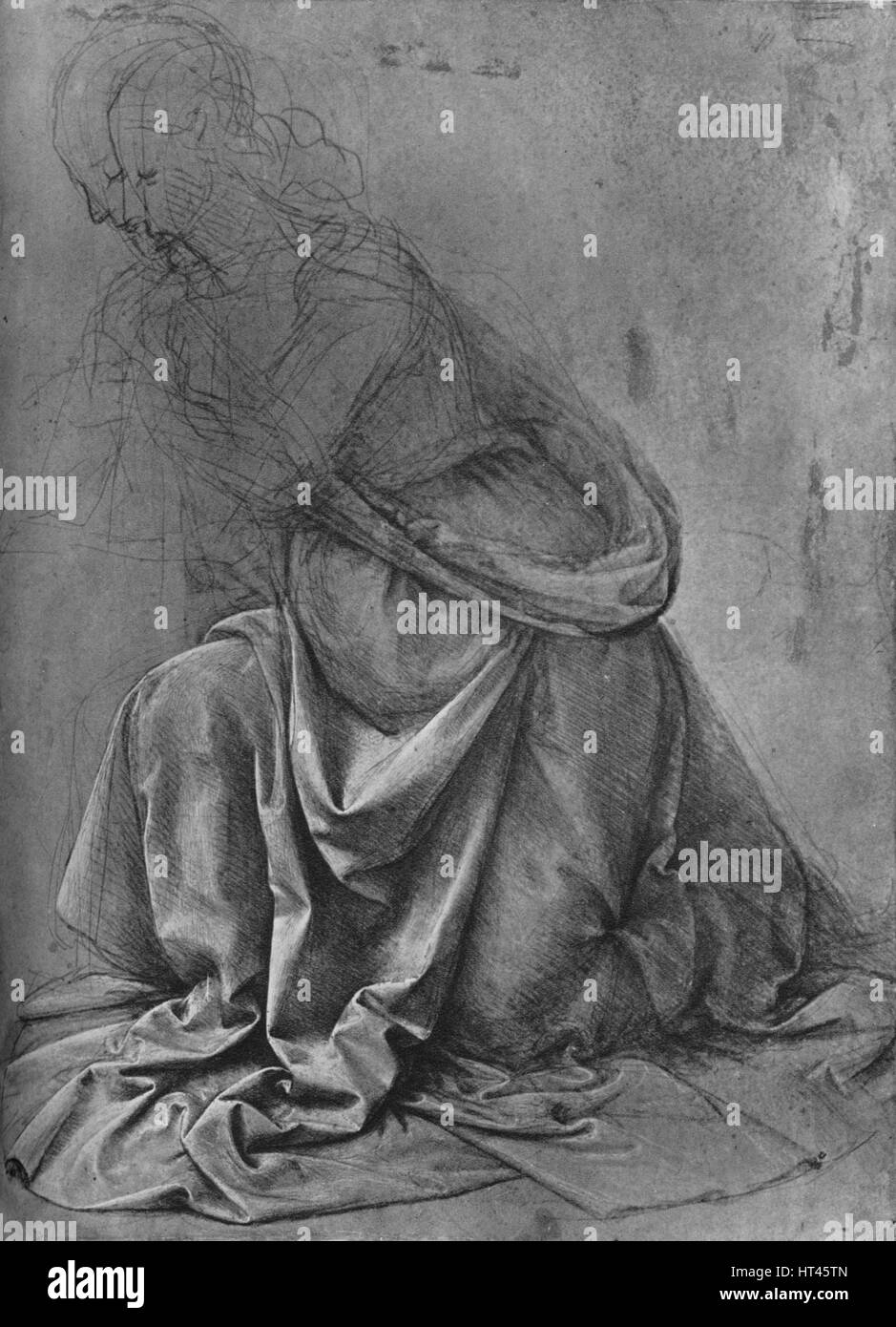 Study Of The Drapery Of A Woman Kneeling To The Left C1477 1945