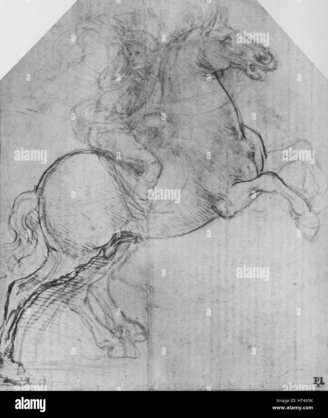 'A Rider on a Rearing Horse', c1480 (1945). Artist: Leonardo da Vinci. Stock Photo