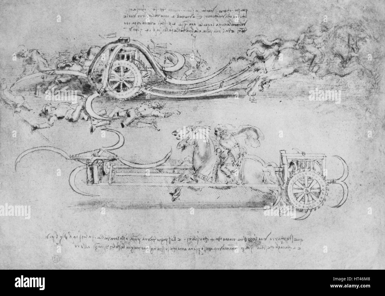  Drawings Of Two Types Of Chariot Armed With Scythes C1480 1945