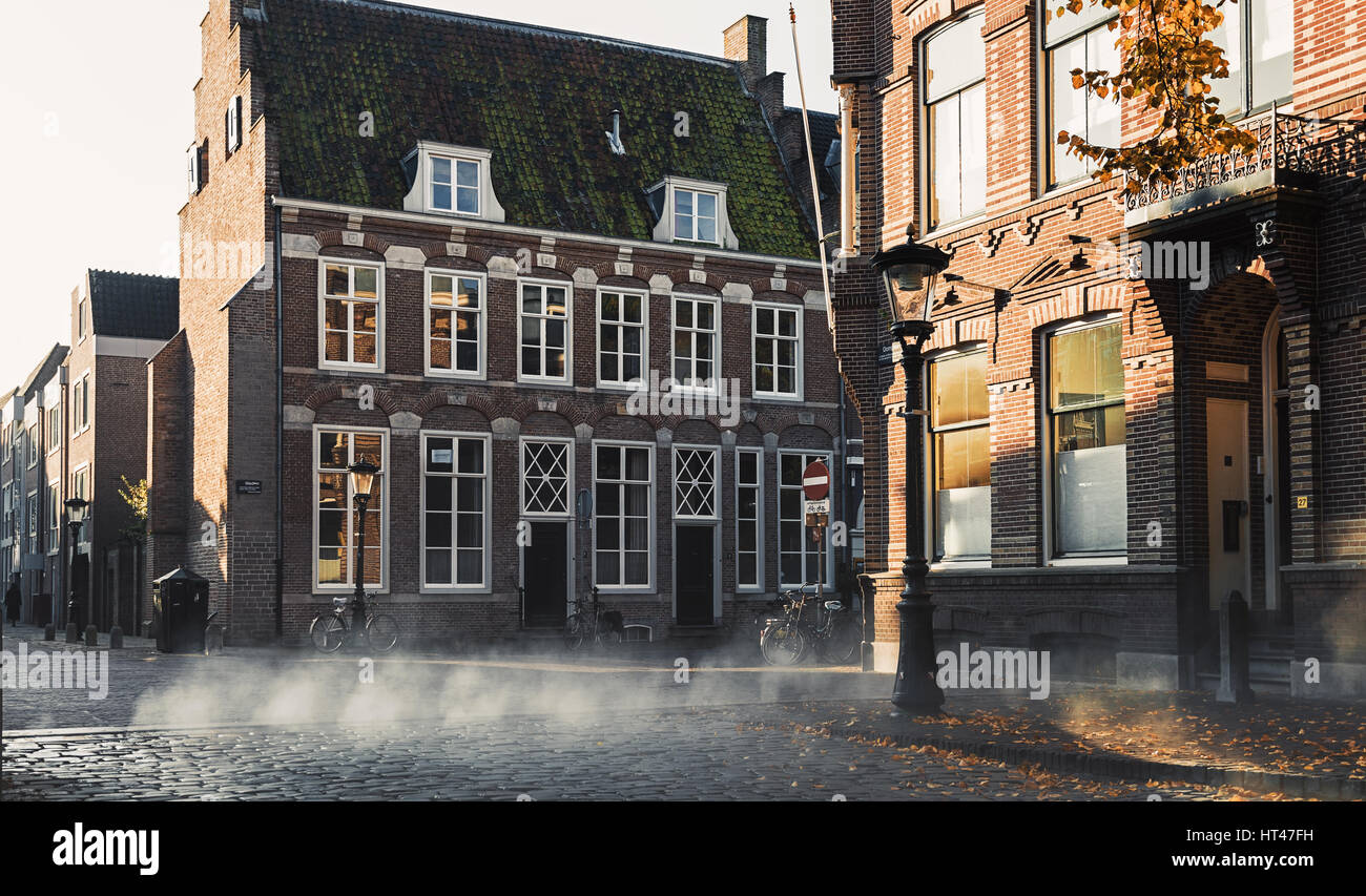 The line running through the center of Utrecht and where evenings occasionally comes steam, is part of an art project in order to make visible the con Stock Photo