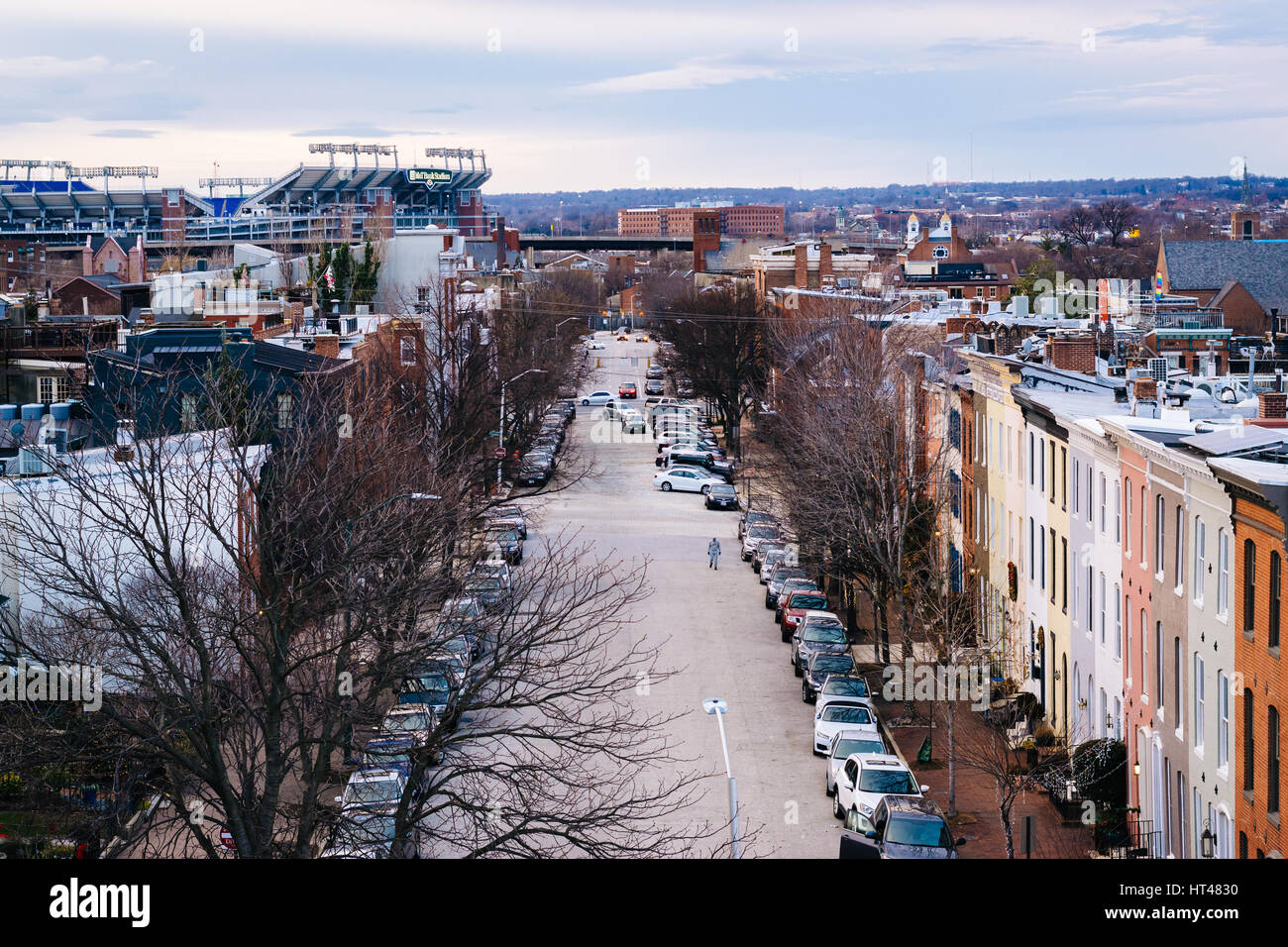 View of Montgomery Street, in Federal Hill, Baltimore, Maryland Stock