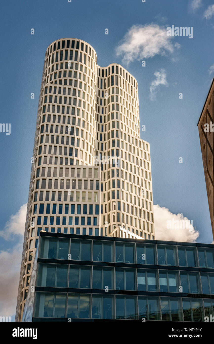 Berlin,Germany,The 'Upper West' skyscarper on Kurfustendamm-The complex’s tower measures 118 metres and will be one of Berlin’s highest buildings alon Stock Photo