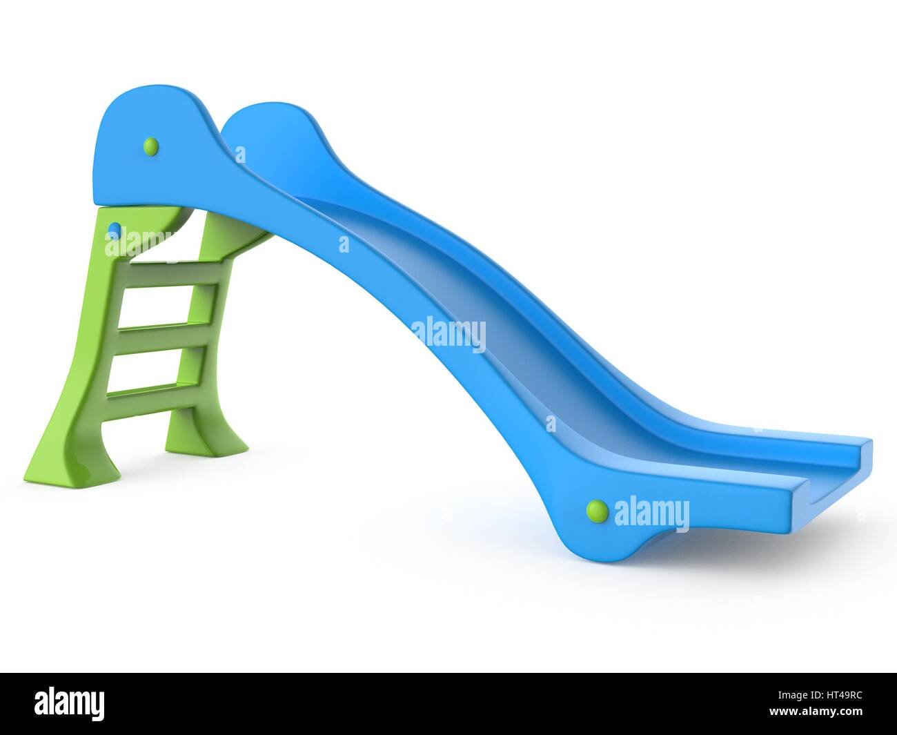 Blue green children slide toy 3D render illustration isolated on white background Stock Photo