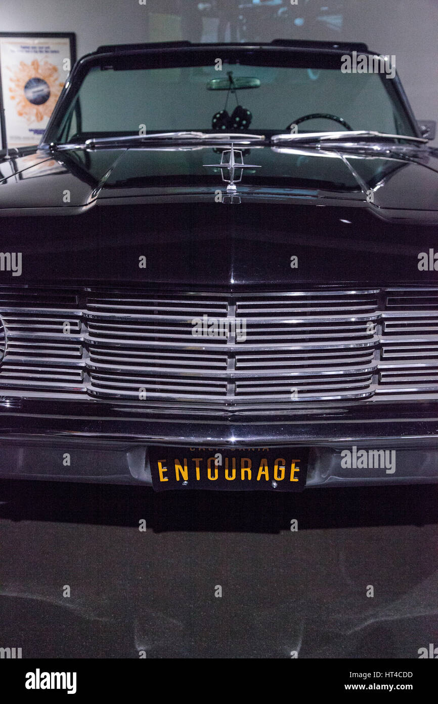 Los Angeles, CA, USA — March 4, 2017: Black 1965 Lincoln Continental driven by the character Drama in the television series Entourage from the collect Stock Photo