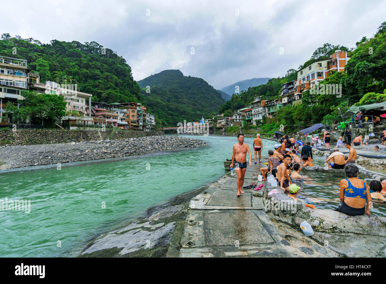 TAIPEI, TAIWAN - NOVEMBER 29: This is Wulai hot spring village in Taipei where local people and tourists come to relax in public baths on November 29, Stock Photo