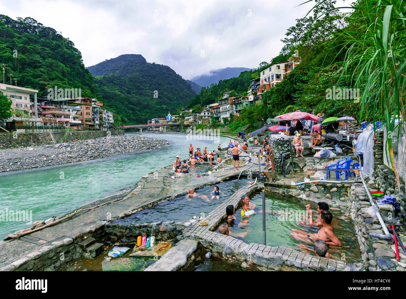 TAIPEI, TAIWAN - NOVEMBER 29: This is is a view of public hot spring baths in Wulai village on November 29, 2016 in Taipei Stock Photo