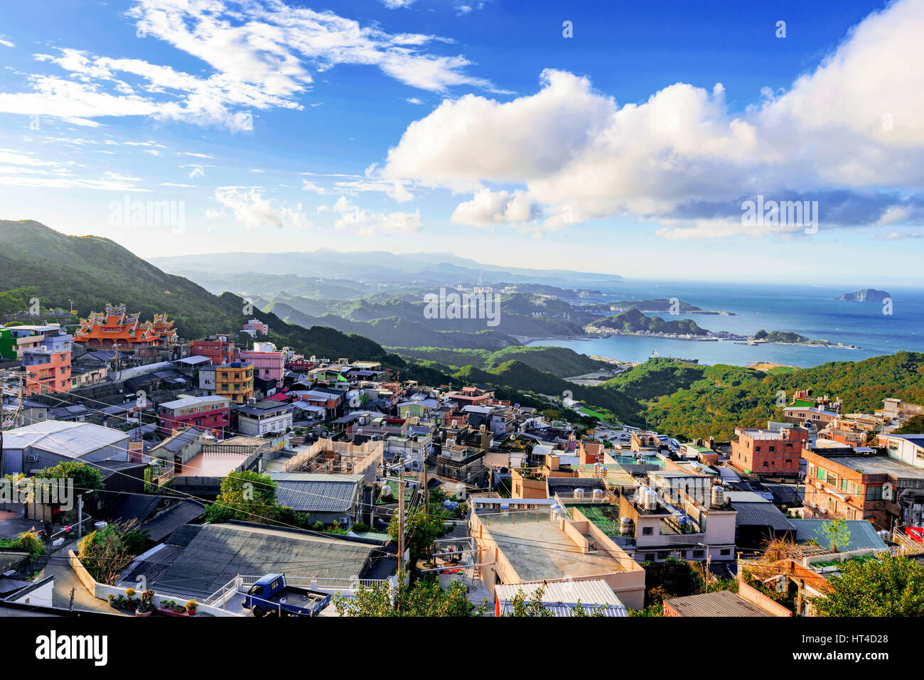 View of Jiufen village on a sunny day in Taiwan Stock Photo