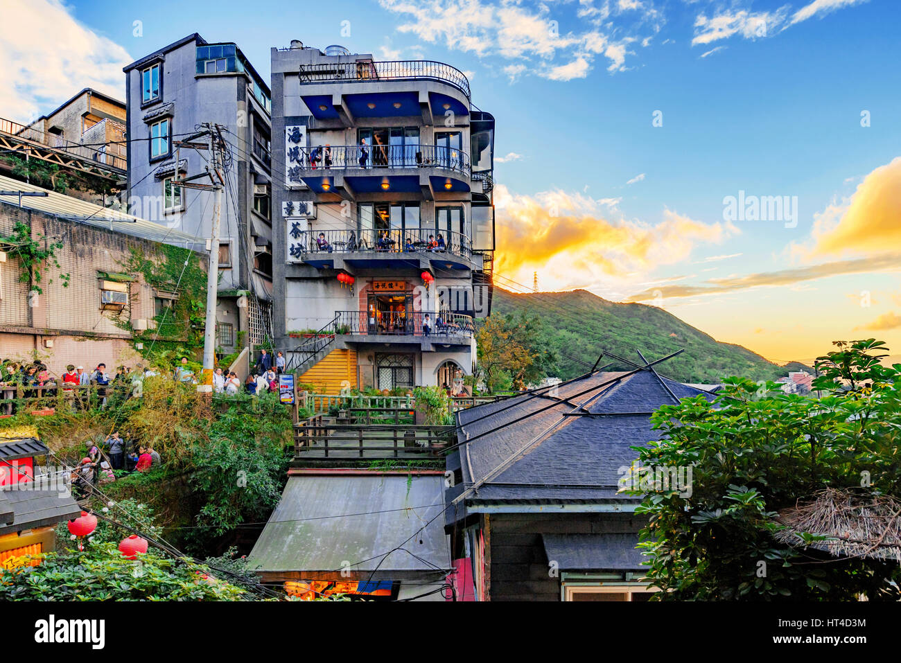 TAIPEI, TAIWAN - DECEMBER 19: This is Jiufen village a mountain village in Taipei which is famous for teahouses on December 19, 2016 in Taipei Stock Photo