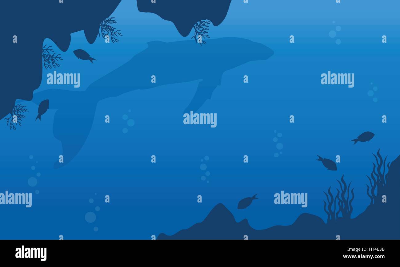 Silhouette of whale and fish landscape Stock Vector Image & Art - Alamy