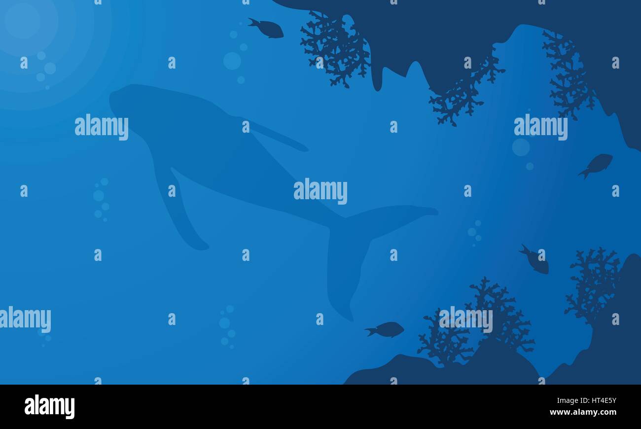 Silhouette of whale in underwater landscape Stock Vector Image & Art ...