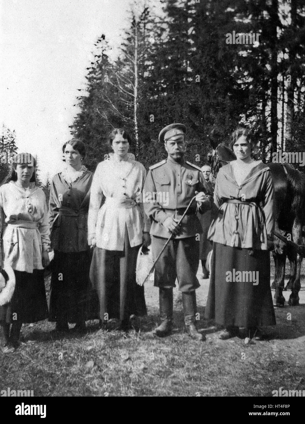 Portrait of  Russian Imperial family in 1916 Tsarskoe Selo Stock Photo