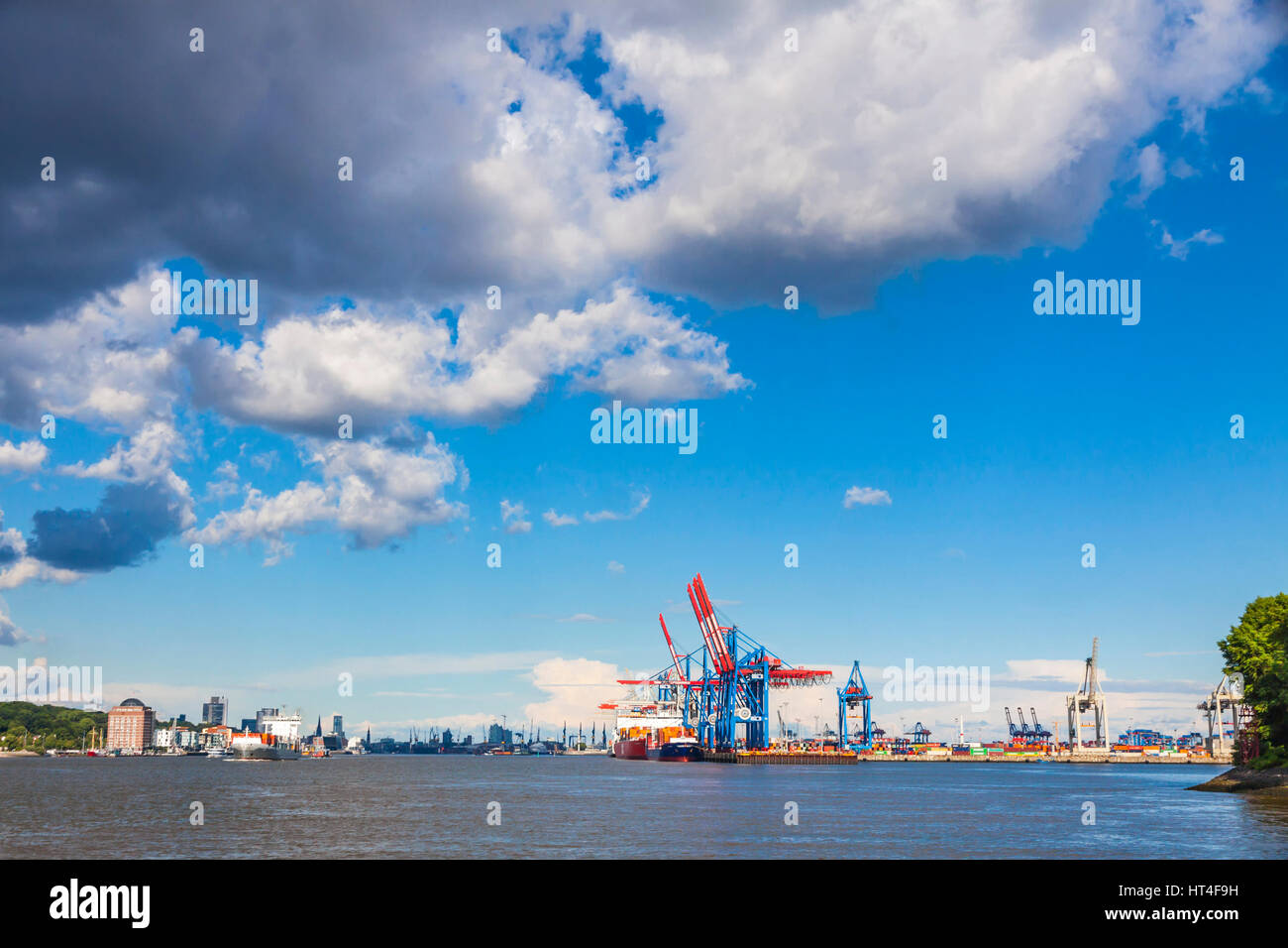 HAMBURG, GERMANY - JUNE 25, 2014: Docks of Port of Hamburg (Hamburger ...