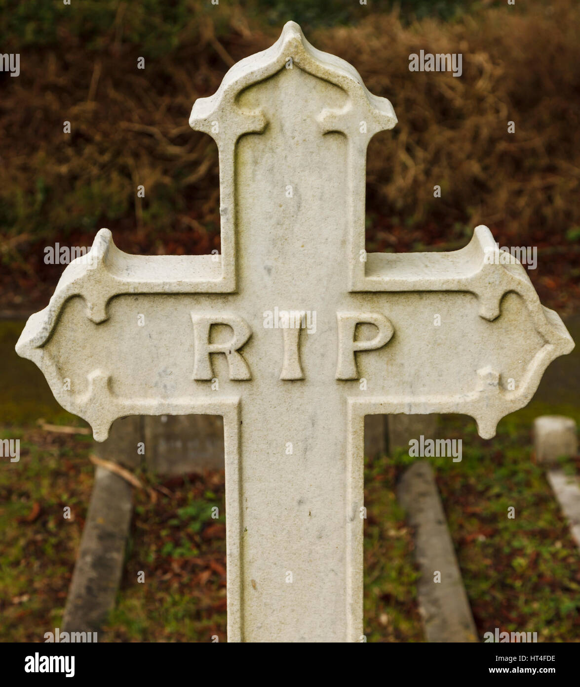 RIP on a headstone in High Wycombe Cemetery Stock Photo
