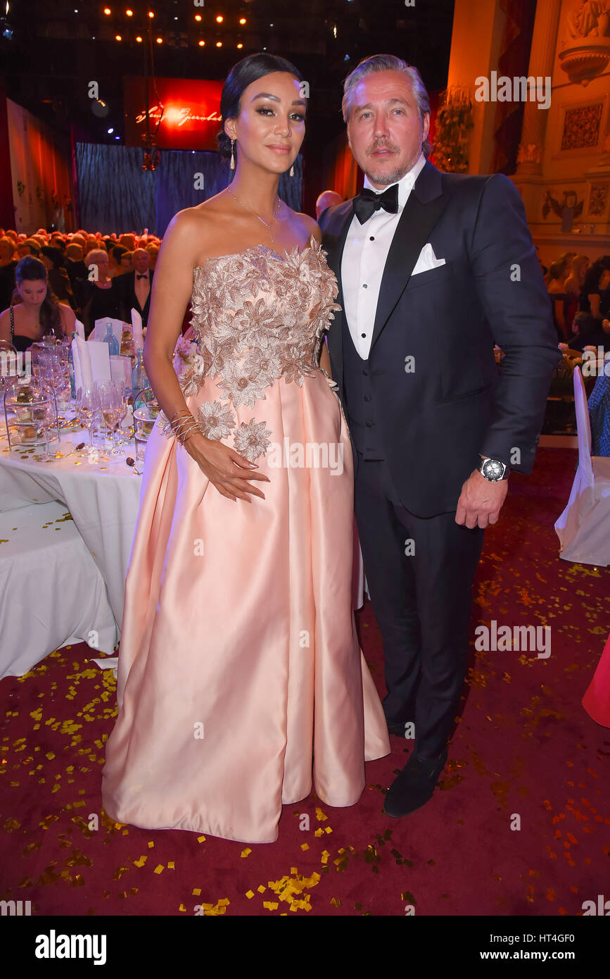 Annual SemperOpernball at Semperoper Dresden  Featuring: Verona Pooth, Ehemann Franjo Pooth Where: Dresden, Germany When: 03 Feb 2017 Stock Photo