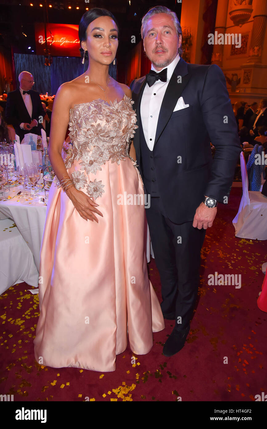Annual SemperOpernball at Semperoper Dresden  Featuring: Verona Pooth, Ehemann Franjo Pooth Where: Dresden, Germany When: 03 Feb 2017 Stock Photo