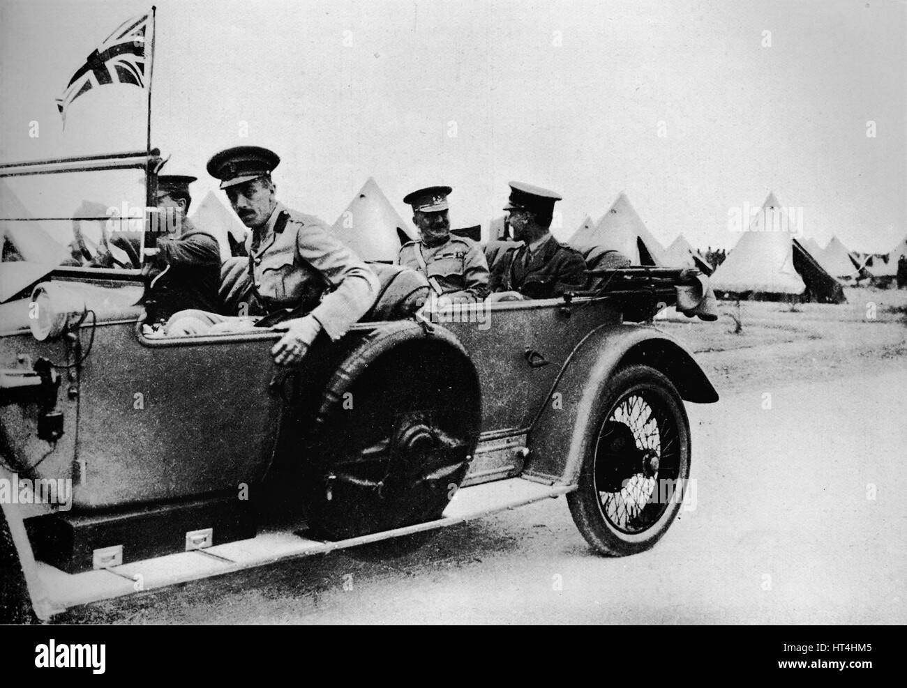 'General Sir John Maxwell, commander of Egyptian troops, motoring through one of the camps', 1915. Artist: Unknown. Stock Photo