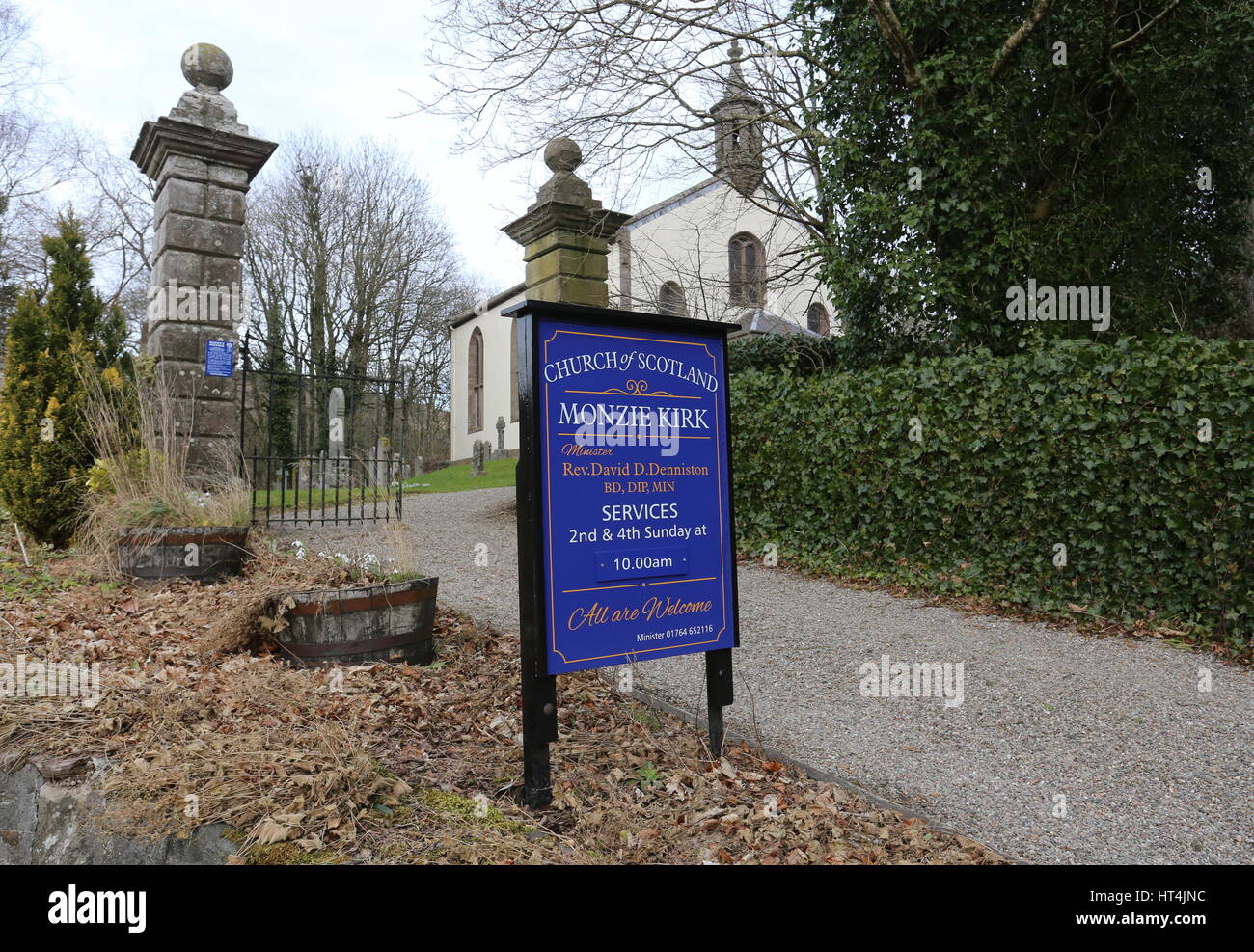 Exterior of Monzie Kirk Perthshire Scotland  March 2017 Stock Photo