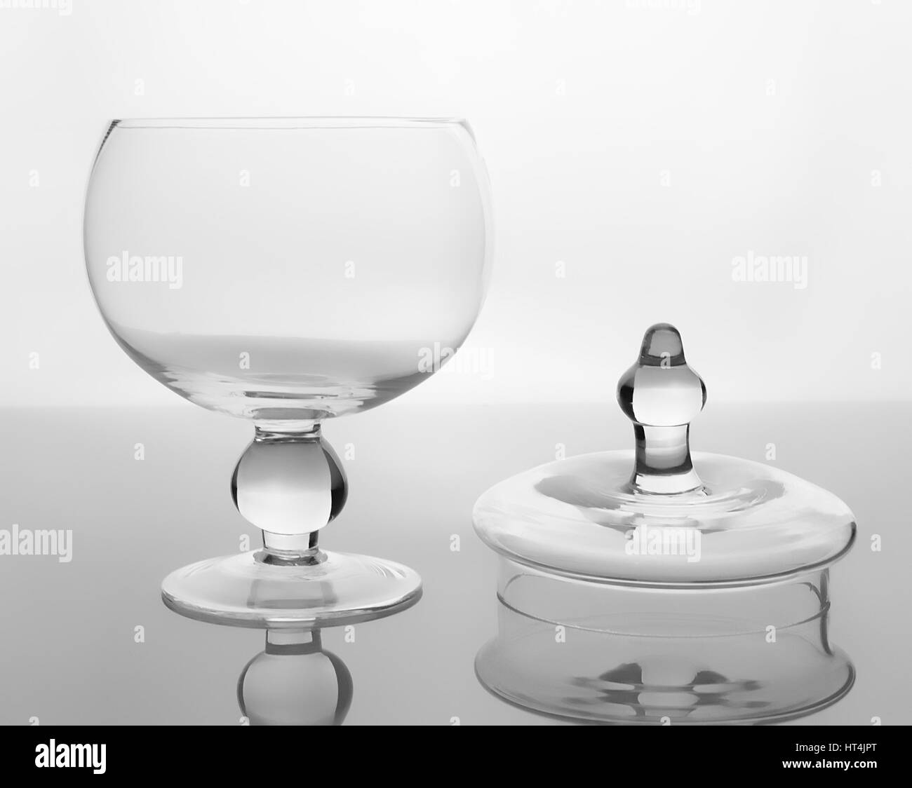 Empty glass bowl with lid Stock Photo Alamy