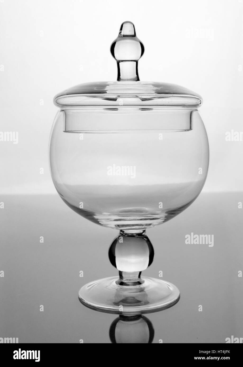 Empty glass bowl with lid Stock Photo Alamy