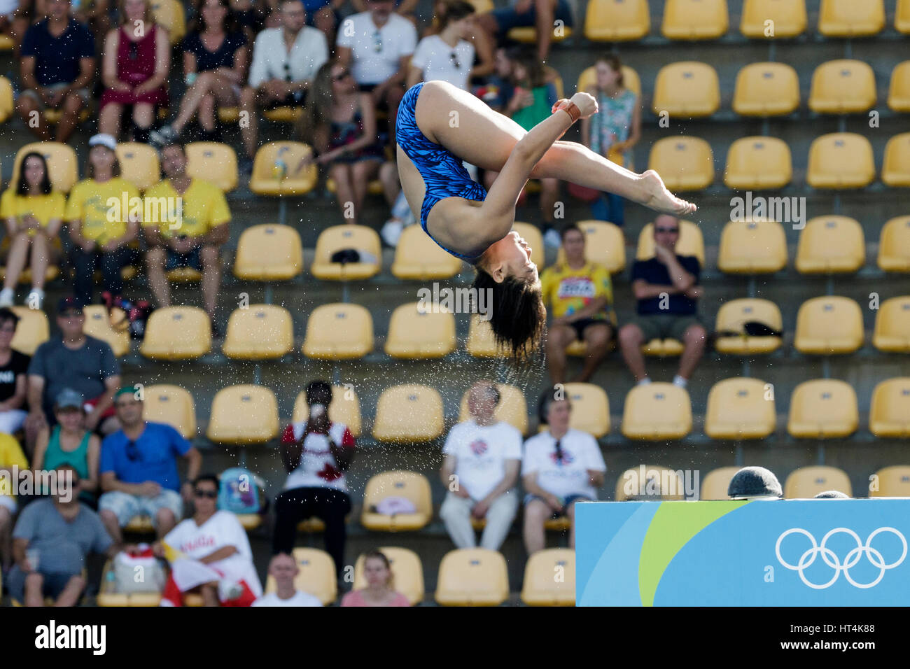 Rio de Janeiro, Brazil. 18 August 2016 Nur Dhabitah Sabri  (MAS) competes in the Women Diving Platform 10m preliminary at the 2016 Olympic Summer Game Stock Photo