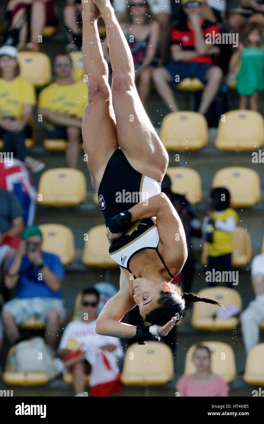 Rio de Janeiro, Brazil. 18 August 2016 Meaghan Benfeito (CAN) competes in the Women Diving Platform 10m preliminary at the 2016 Olympic Summer Games. Stock Photo