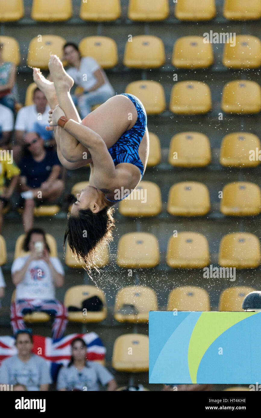 Rio de Janeiro, Brazil. 18 August 2016 Nur Dhabitah Sabri (MAS) competes in the Women Diving Platform 10m preliminary at the 2016 Olympic Summer Games Stock Photo